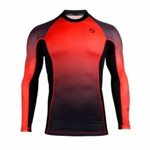 Long Sleeve Rash Guard for Men UPF 50+ | Gradient - Red XL